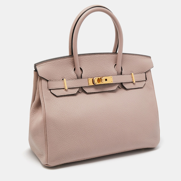 HERMES Glycine Taurillon Clemence Leather Gold Finish Birkin 30 Bag - Picture 3 of 8